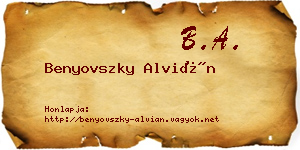 Benyovszky Alvián névjegykártya